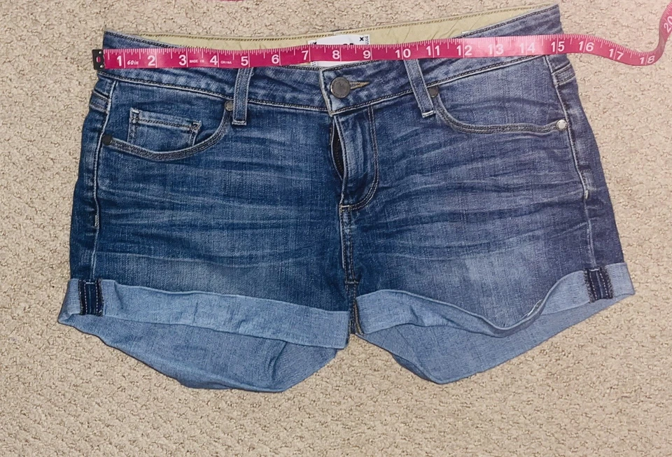 Лот из 2 PAIGE 5-pkt потертые срезы свернуть вверх синий джинсы джинсовой ткани шорты sz 25 ec - Изображение 3 из 4