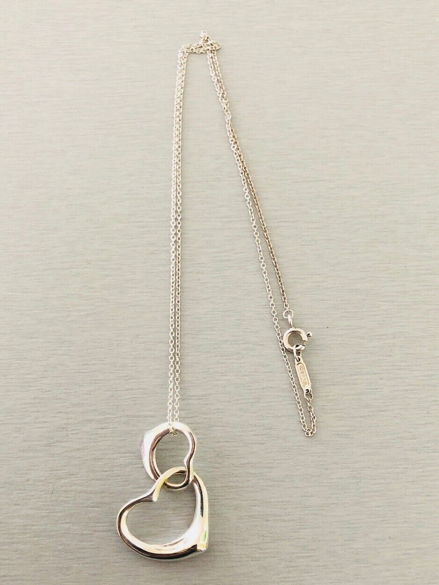 Tiffany & Co. Peretti S Silver Two Open Interlocking Hearts