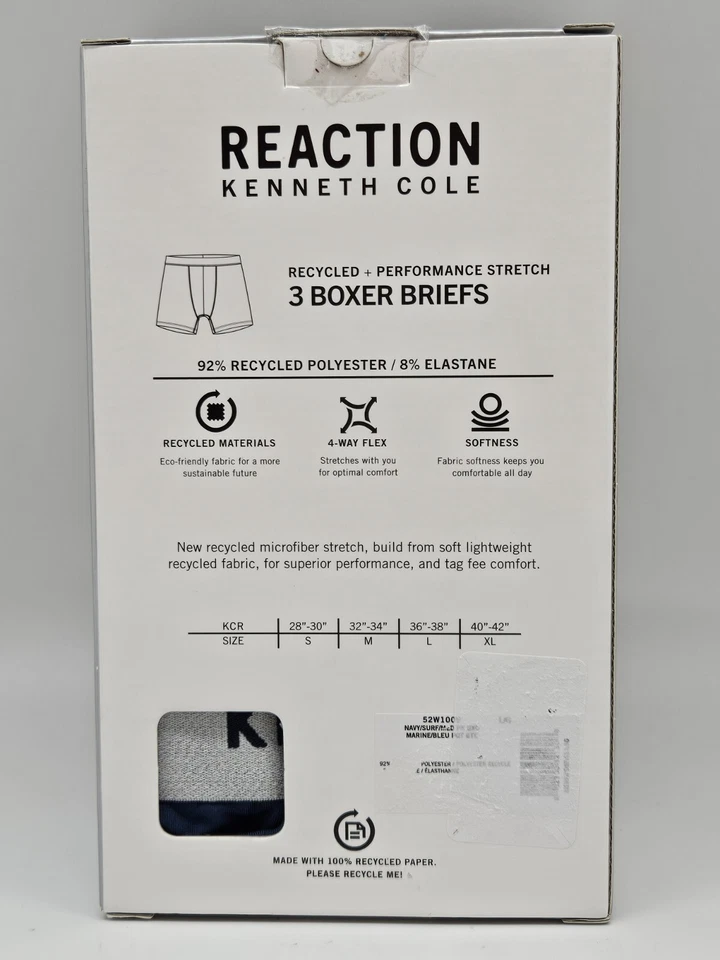 Paquete de 3 calzoncillos boxer KENNETH COLE grandes rendimiento reciclados micro azul negro gris Foto 2 de 4