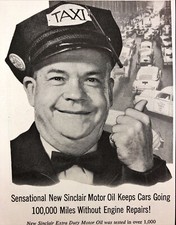 1953 Sinclair Extra Duty Motor Oil Vintage Print Ad Chicago Cab Drivers