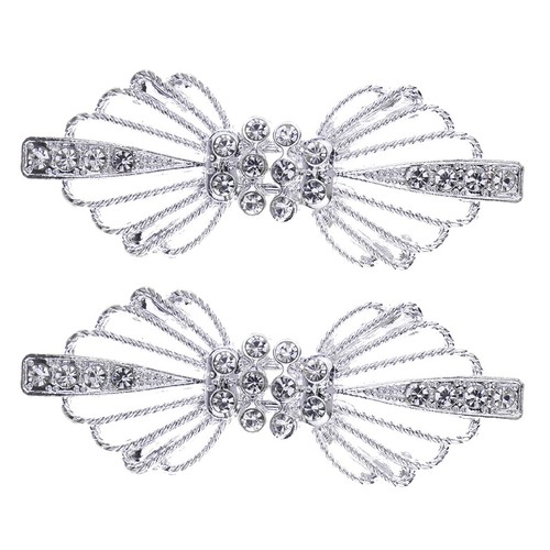 Prettyia 2 x Crystal Wedding Closure Hook & Eye Clasp Sewing Supplies Silver - Picture 10 of 12