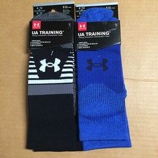 2 Pair Under Armour UA Training Crew Socks Royal Blue Sz L Unisex 8-12 AR137
