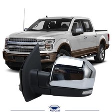 Power Folding Mirror For 2015-2020 Ford F-150 Left W Memory Blind Spot Chrome Power Folding Mirror For 2015-2020 Ford F-150 Left W Memory Blind Spot Chrome