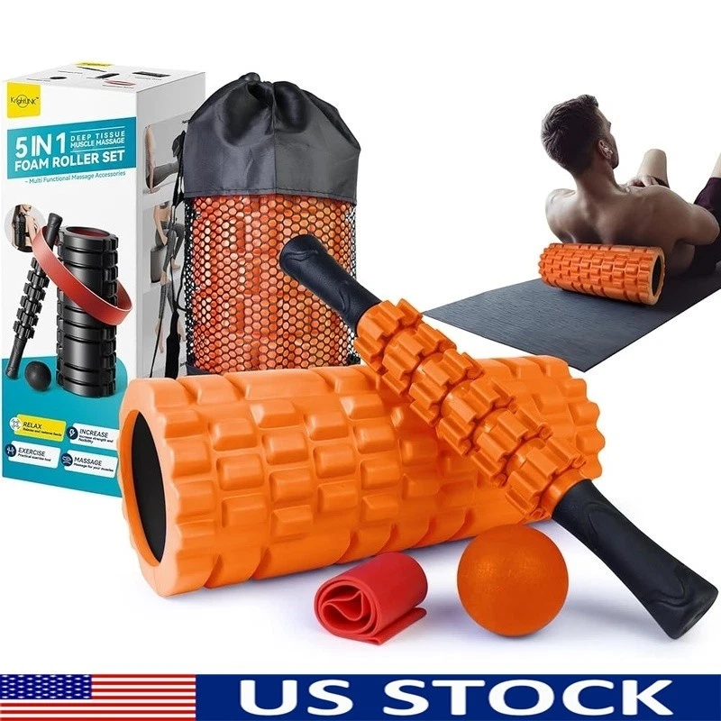 5 in 1 Foam Roller Massage Set Muscle Recovery Stretching Physical Therapy New