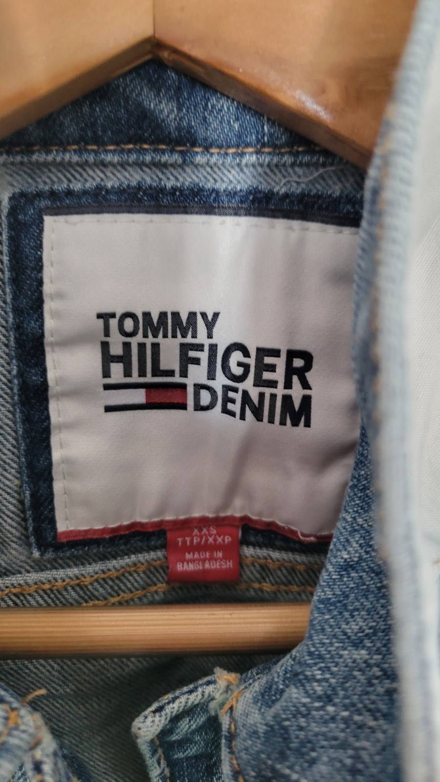 Vintage Tommy Hilfiger Jeans Jacket Womens Xxs Blue Denim Flag Logo 90s thumbnail 5