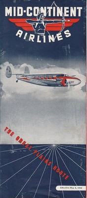 Mid-Continent airlines timetable 1942/05/08