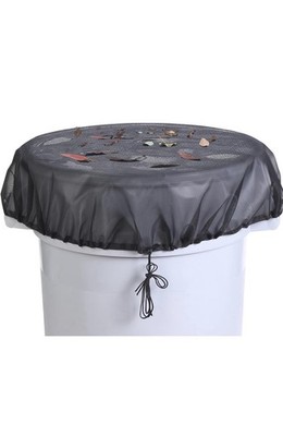 Mesh Fabric Rain Barrel Cover Black Circular Removable Top Filter for Garden