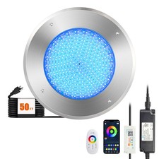Color-Changing 10" Underwater Pool Light - 54W 120V WiFi / Bluetooth Control