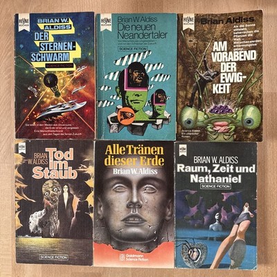 6x Brian Aldiss Goldmann Heyne SF, Konvolut Erde Tränen Vorabend Tod Staub Raum