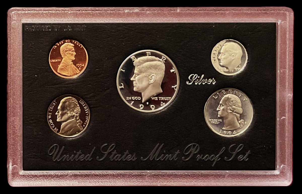 1994 US Mint Silver Proof Set w /COA- Three 90% Silver Coins-Half
