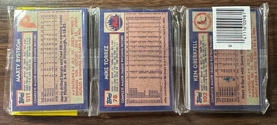 1984 TOPPS Стойка Упаковка ДЖОРДЖ БРЕТТ, Кент Текульве, Майк Торрес, Bystrom, Показ - Изображение 2 из 4