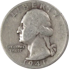 1941 S Washington Quarter AG About Good 90% Silver 25c US Coin Collectible