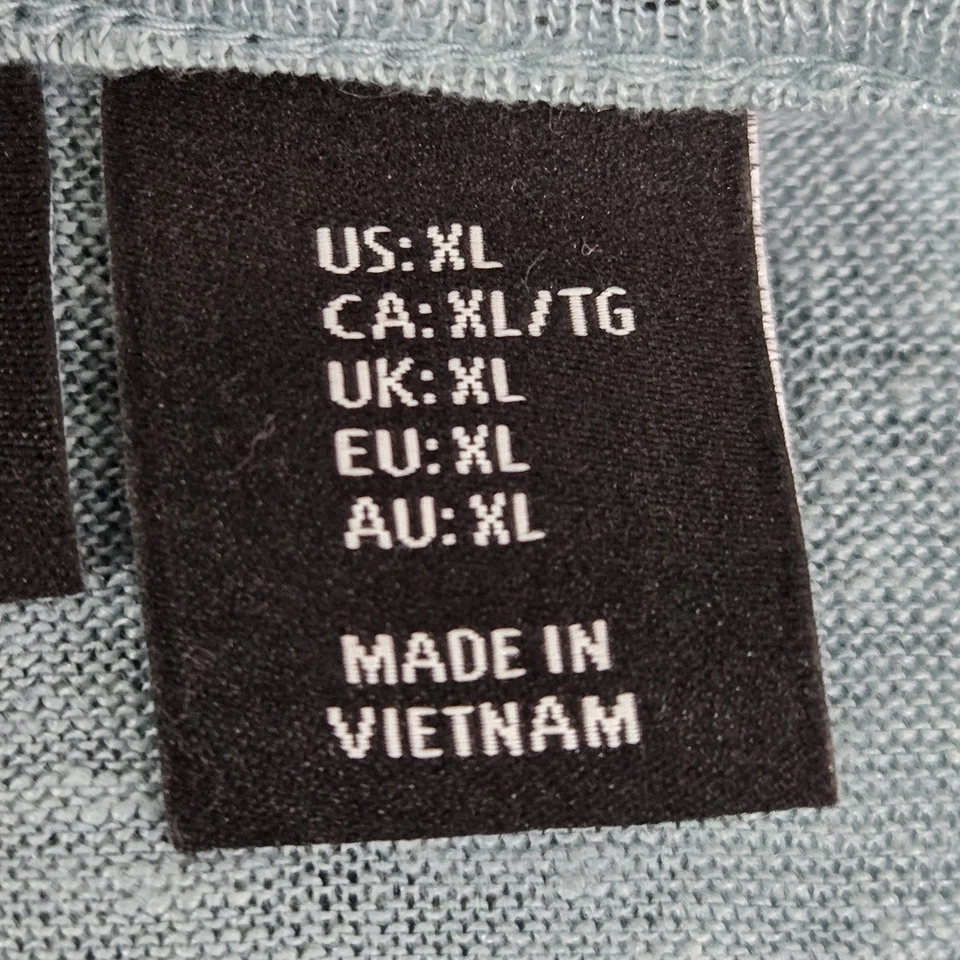 Nicole Miller 女式衬衫 XL 蓝色亚麻纽扣圆领正面 — 第 3/4 张图片