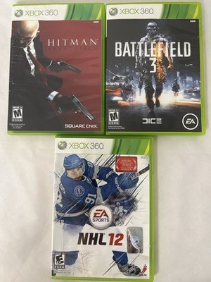  Xbox 360 Game Lot Hitman Absolution Battlefield 3 NHL 12 Tested Bundle