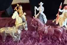 VINTAGE ANTIQUE PLASTIC TOY COWBOYS AND INDIANS HORSE