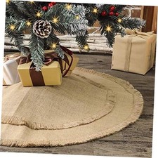 Christmas Tree Skirt, 30 inches Small Plain Burlap Tree Skirt with Tassels,