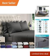 Luxury King Size Sheets Set 6 Pcs Cooling Microfiber Extra Deep Pocket Bedding
