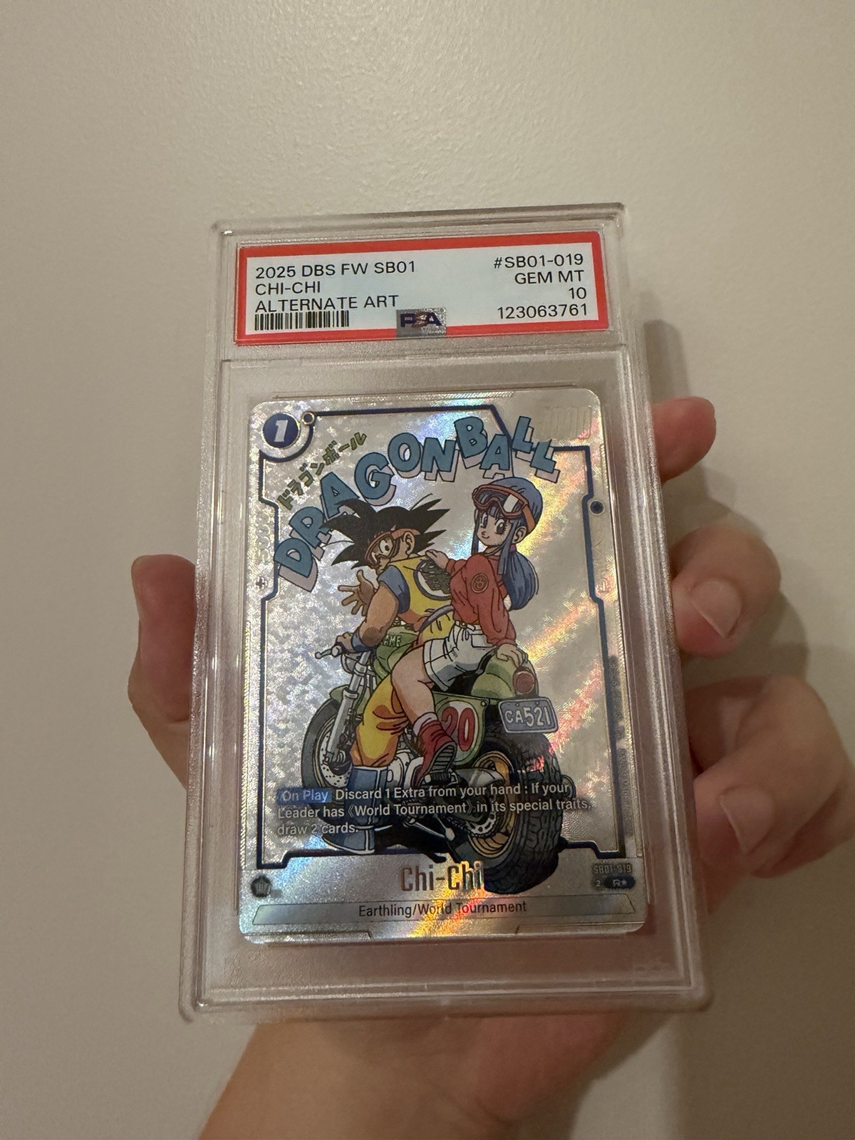 Chi-Chi SB01-019 Dragon Ball Fusion World Manga Booster 01 trading card — raw and PSA graded price guide