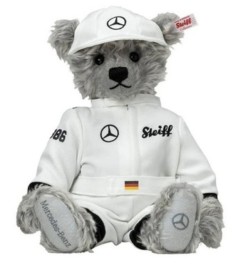 Mercedes-Benz × Steiff Racing Suit Teddy Bear Silver Hair H33cm New