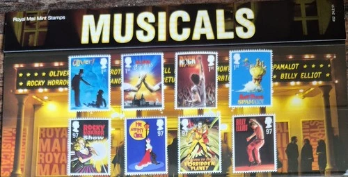 Royal Mail Musicals Stamp Presentation Pack issued 24th February 2011. 8 stamps