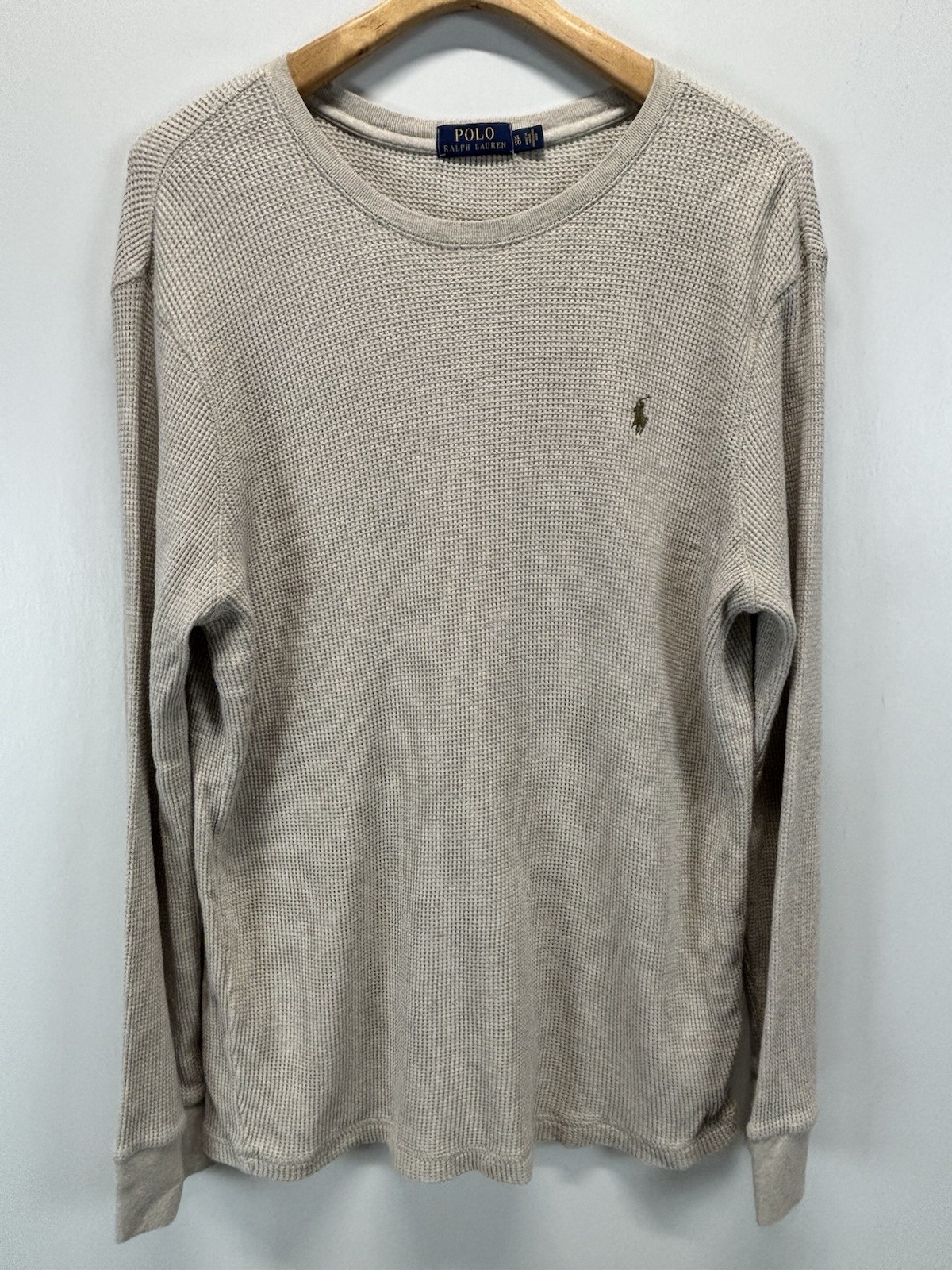 Polo Ralph Lauren maglia waffle termica taglia X Large XL uomo beige logo pony