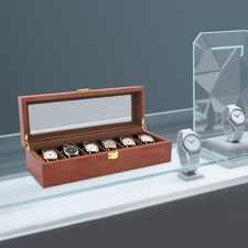 6 Uhren Aufbewahrungskiste Vitrine Schmuckkoffer Uhrengehäus Uhrenbox