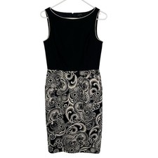 Tahari Arthur S.Levine Dress Womens 2 Geometric Sheath Sleeveless Floral Paisley