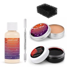 Fake Blood Spatula Stipple Sponge Liquid Latex Scar Wax SFX Makeup Kit