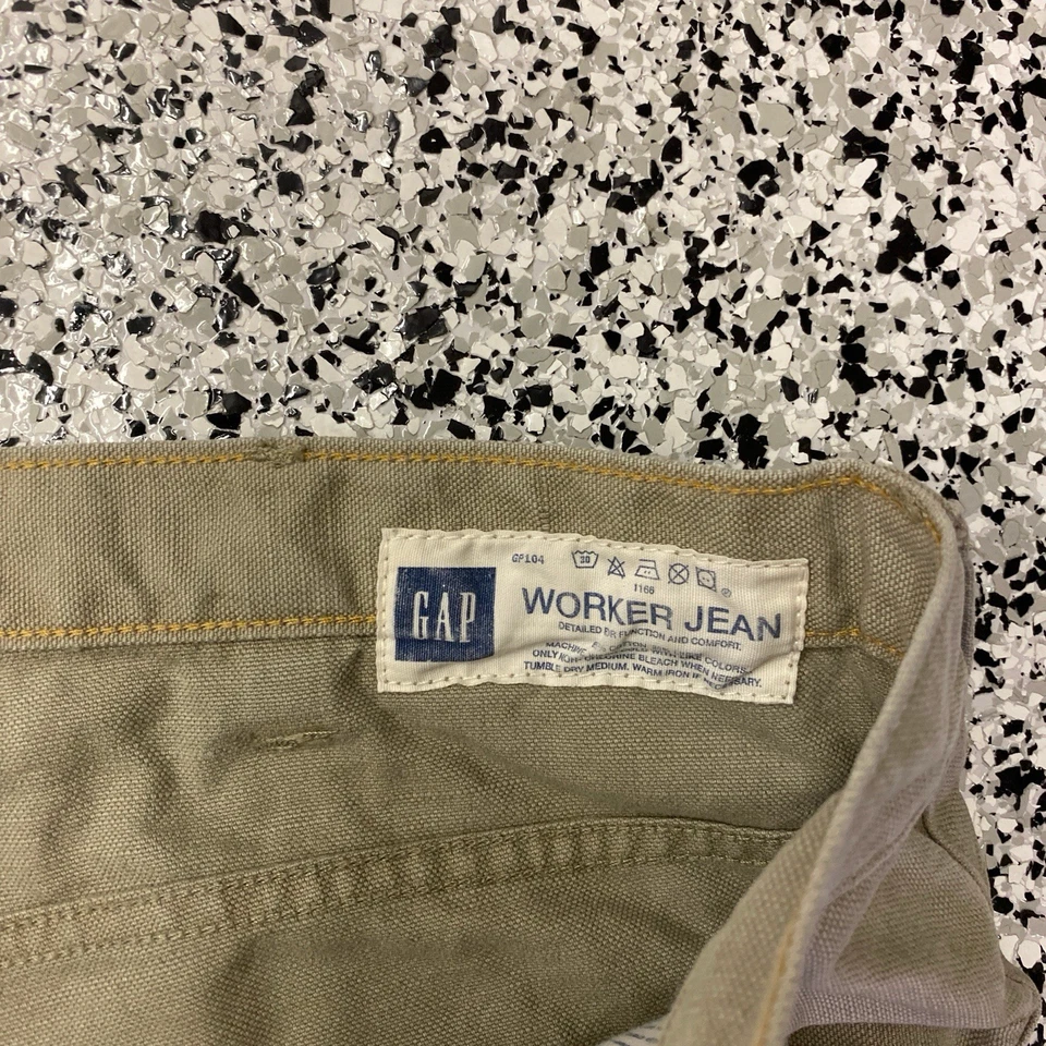 Pantalones de mezclilla vintage Gap Worker para hombre 40x30 beige Y2K Foto 3 de 4