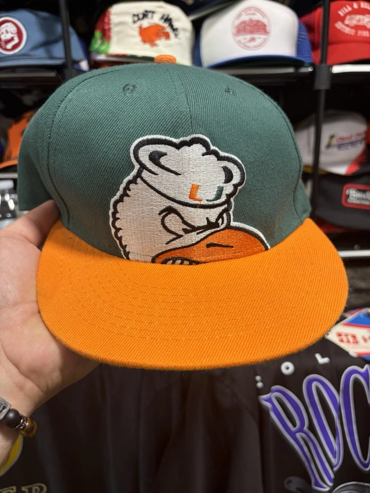 Miami Hurricanes Hat Cap Snap Back Green Orange NCAA Football Mens Mascot Zephyr - Image 3 of 4