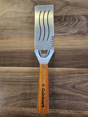 Cuisinart Stainless Steel Spatula Turner Scraper Chop  Multi-Tool Wooden Handle