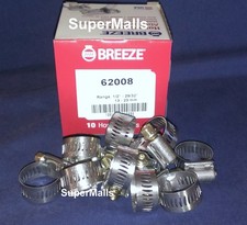 Breeze 62008 08 Power-seal Stainless Steel Hose Band Clamp Worm-drive 10 Clamps Breeze 62008 08 Power-seal Stainless Steel Hose Band Clamp Worm-drive 10 Clamps