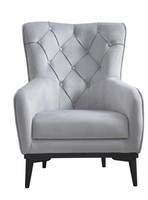 Grauer Weicher Sessel Stoffsessel Hohe RüCkenlehne Moderner Stil Wohnzimmer