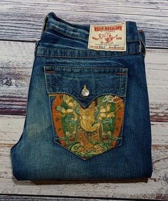 TRUE RELIGION BILLY SZ 38 (40W×34) EMBROIDERED BUDDHA POCKET VTG