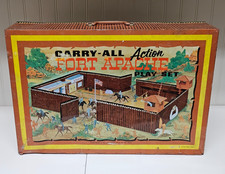 Large Vintage 1968 Marx 4685 Fort Apache Carry All Action Tin Playset