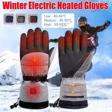 Electric Heated Gloves Rechargeable Battery Hand Warm Windproof Thermal Winter