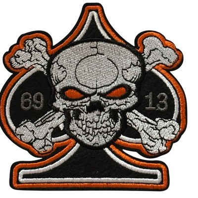 ACE OF SPADES SKULL!!    SO COOL! Iron On Patch + ONE FREE STICKER!