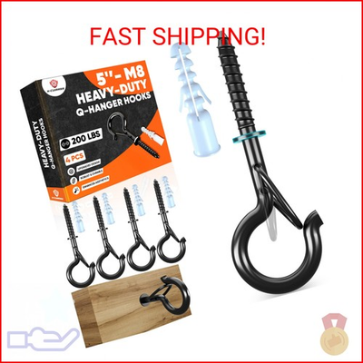 #ad HIGH WORKLOAD 200Lbs 4 Pcs Q Hanger Hooks M8 with Washer amp; Safety Buckle Heav $23.99