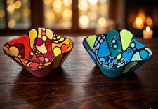 keramik art deko- handbemalt - bunte Deko Schälchen