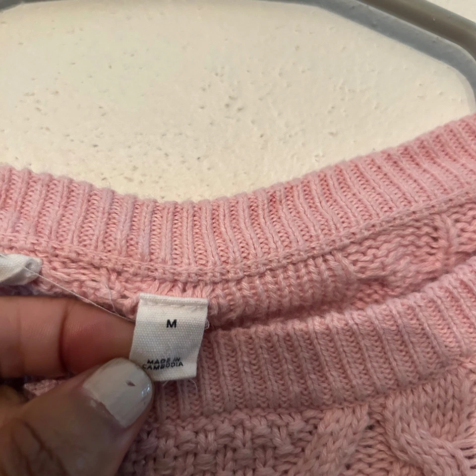 GAP Kids Pink Cable Knit Sweater Girls Medium M Cotton Blend - Image 4 of 4
