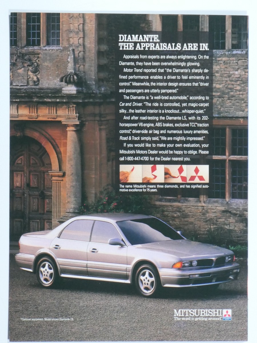 1992 Mitsubishi Diamante Vintage Original Print Ad-8.5 x 11