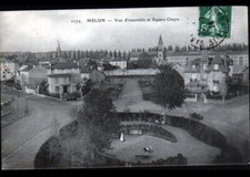 MELUN (77) VILLAS & EGLISE au SQUARE CHAPU animé en 1914