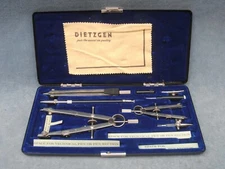 DIETZGEN GLOBE DRAFTING TOOLS SET IN CASE GM-1282-PJ, MADE IN GERMANY