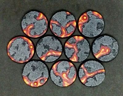 32mm resin bases Lava x10 for Warhammer 40k Age of Sigmar (unpainted)