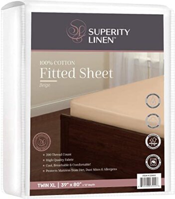 Full Fitted Sheet Made from Cotton. Moisture Wicking Cotton Bed Sheet for Bre...