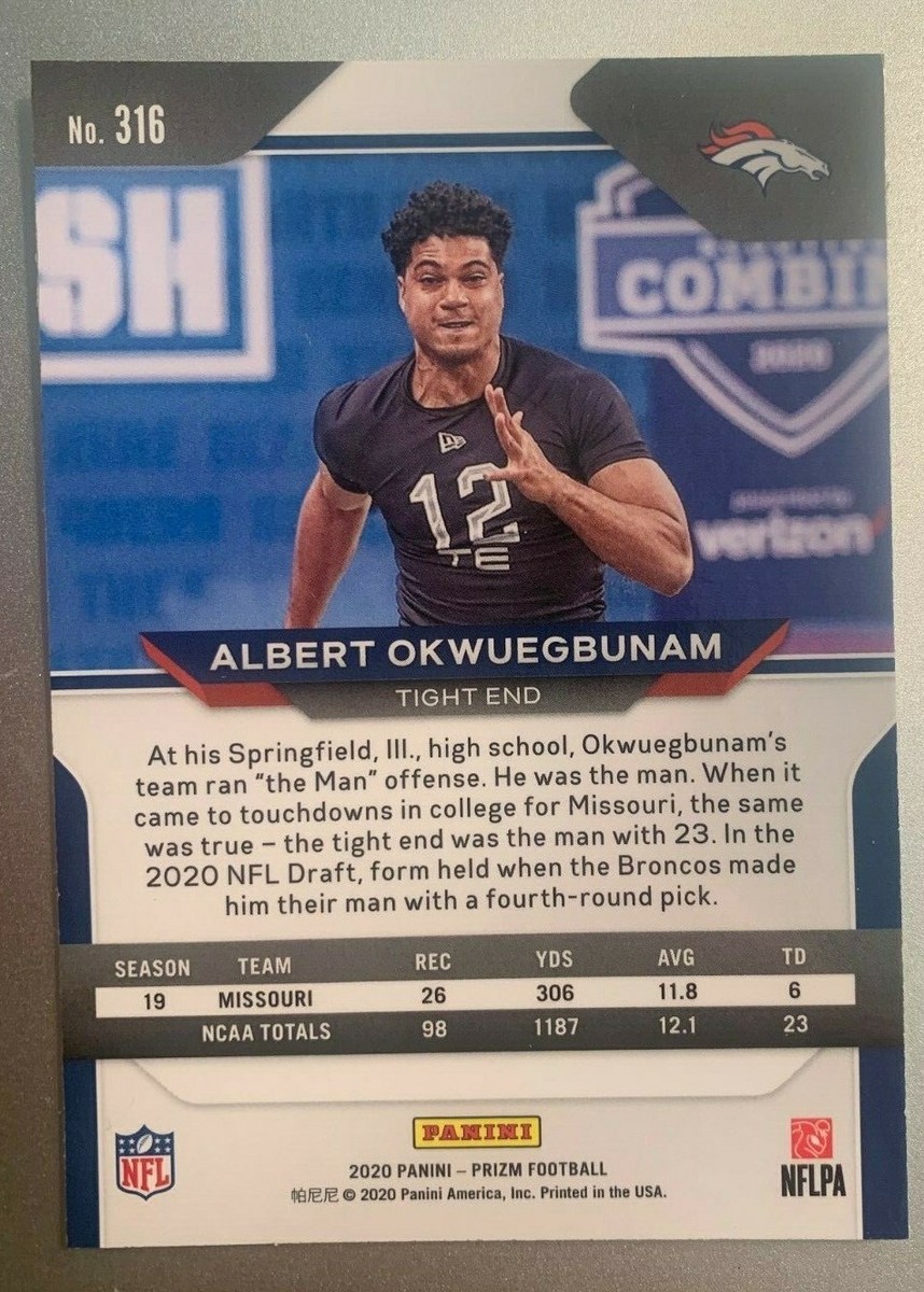 2020 Panini Prizm Albert Okwuegbunam ( Denver Broncos ) Rookie RC