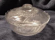Vintage Pressed Glass Patterned Covered Candy Dish