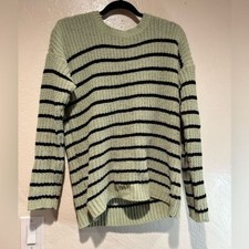Derick Heart stripped sweater large sage green