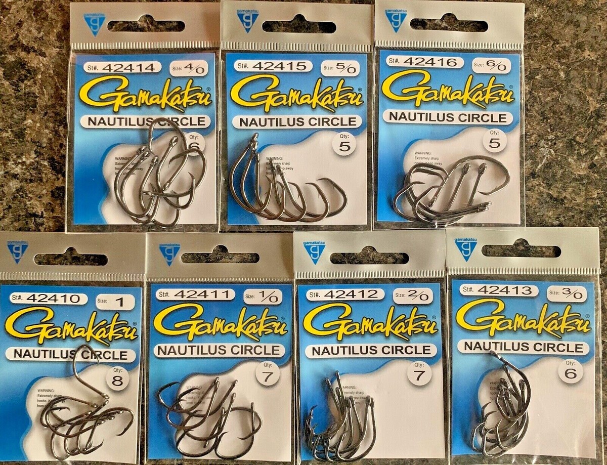 Gamakatsu Nautilus Circle Hook #1 Ago Punta Ad Anelli Occhio - Foto 12