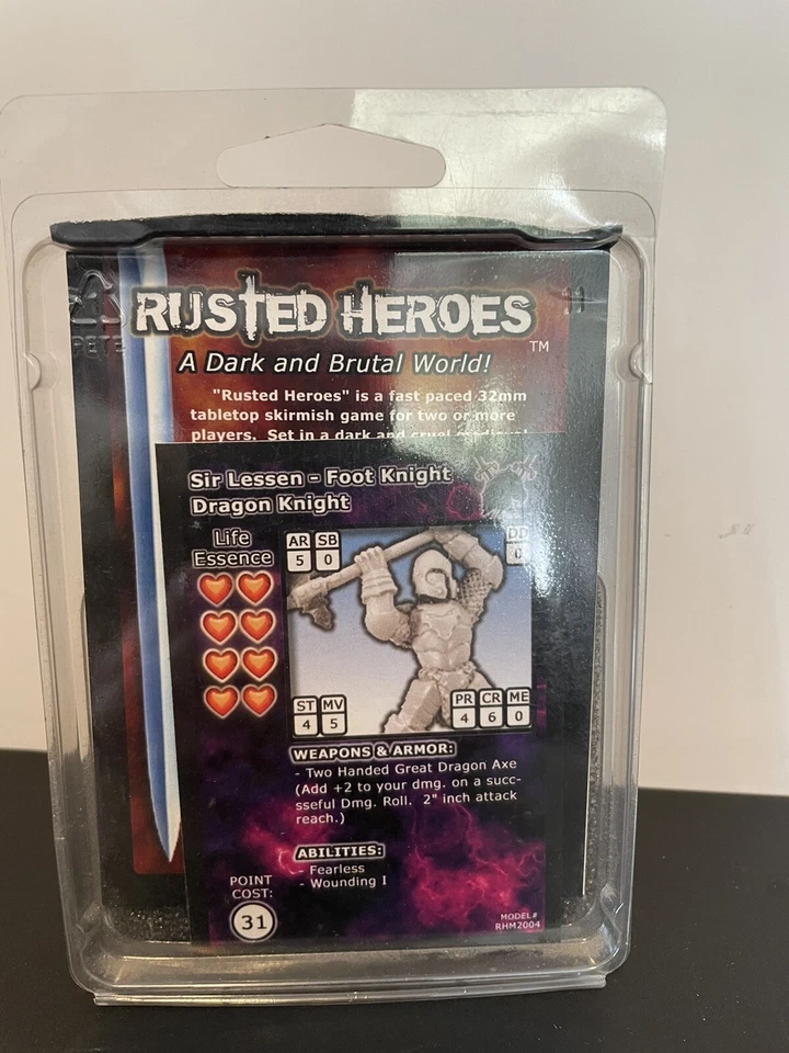 Rusted Heroes Miniatures Sir Lessen con hacha de 2 manos 32 mm metal Dragon Knights Foto 2 de 4